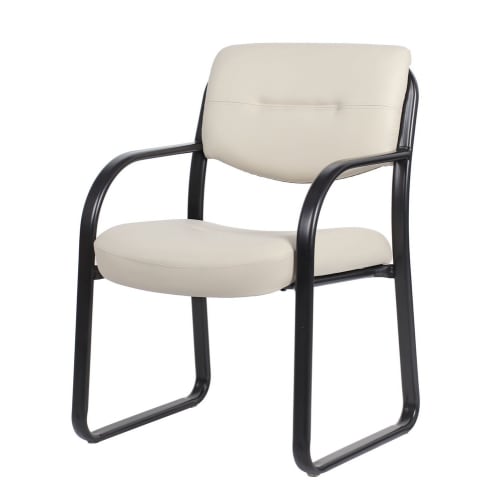Boss LeatherPlus Tubular Steel Frame Guest Chair, Beige